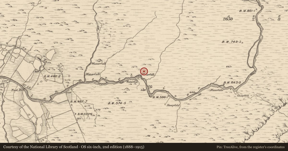Ordnance Survey six-inch map, 2nd edition (1888–1915) covering the location of Hut site, Glanrastel, County Kerry, with a pin at the register's coordinates