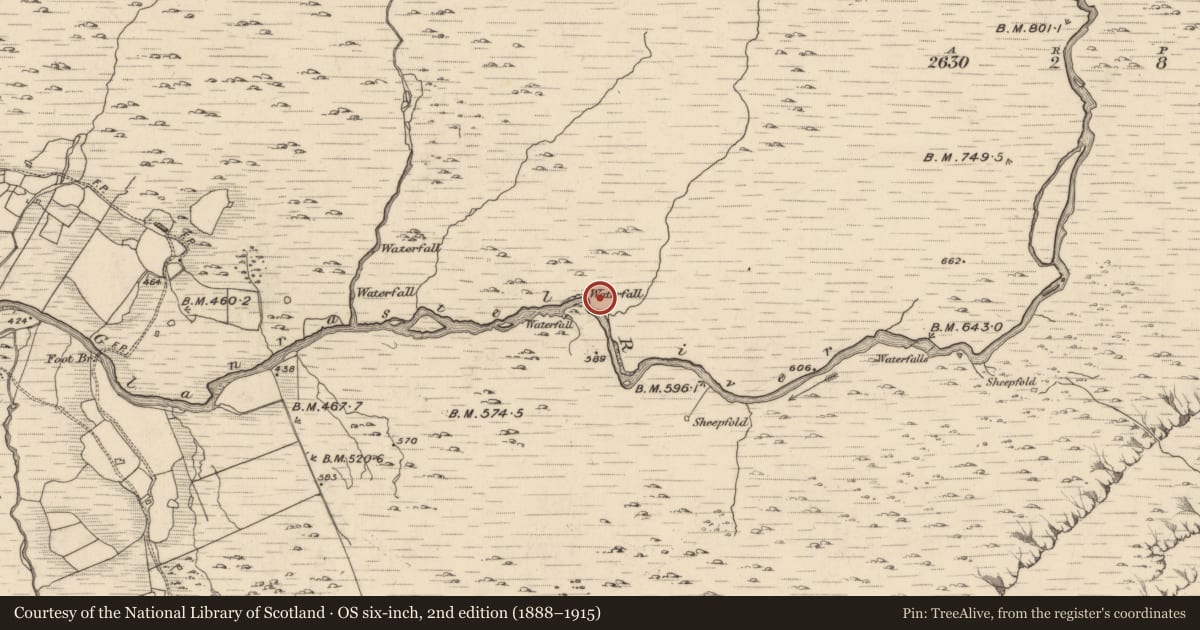 Ordnance Survey six-inch map, 2nd edition (1888–1915) covering the location of Hut site, Glanrastel, County Kerry, with a pin at the register's coordinates