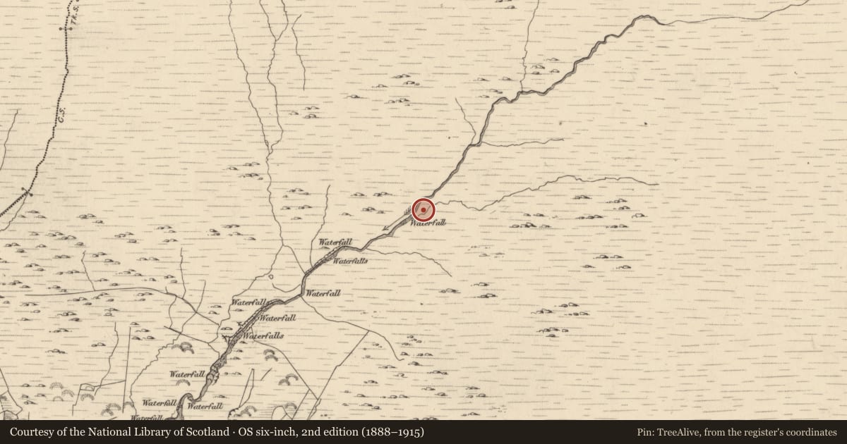 Ordnance Survey six-inch map, 2nd edition (1888–1915) covering the location of Turf stand, Glantrasna, County Kerry, with a pin at the register's coordinates
