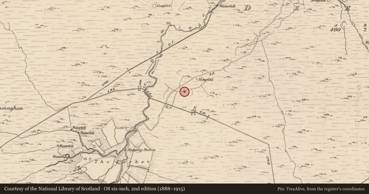 Ordnance Survey six-inch map, 2nd edition (1888–1915) covering the location of Hut site, Deelis, County Kerry, with a pin at the register's coordinates