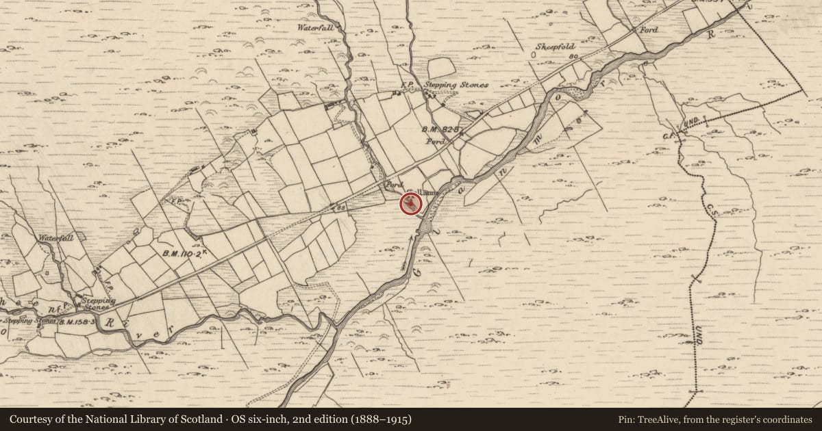 Ordnance Survey six-inch map, 2nd edition (1888–1915) covering the location of Standing stone, Glanmore, County Kerry, with a pin at the register's coordinates