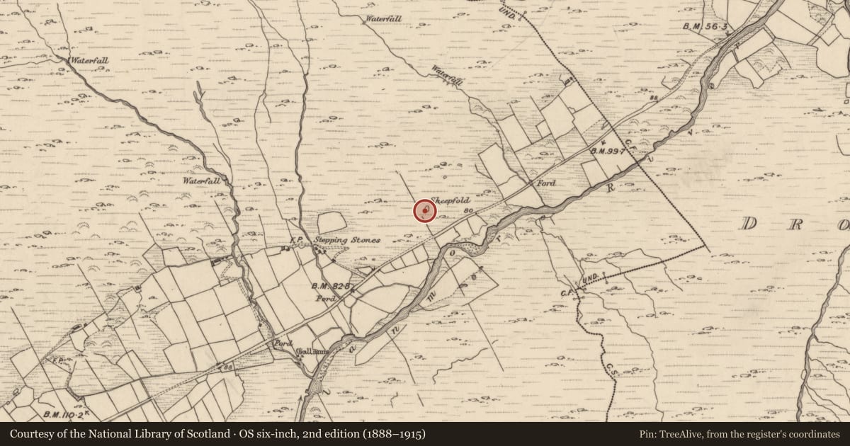 Ordnance Survey six-inch map, 2nd edition (1888–1915) covering the location of Enclosure, Glanmore, County Kerry, with a pin at the register's coordinates