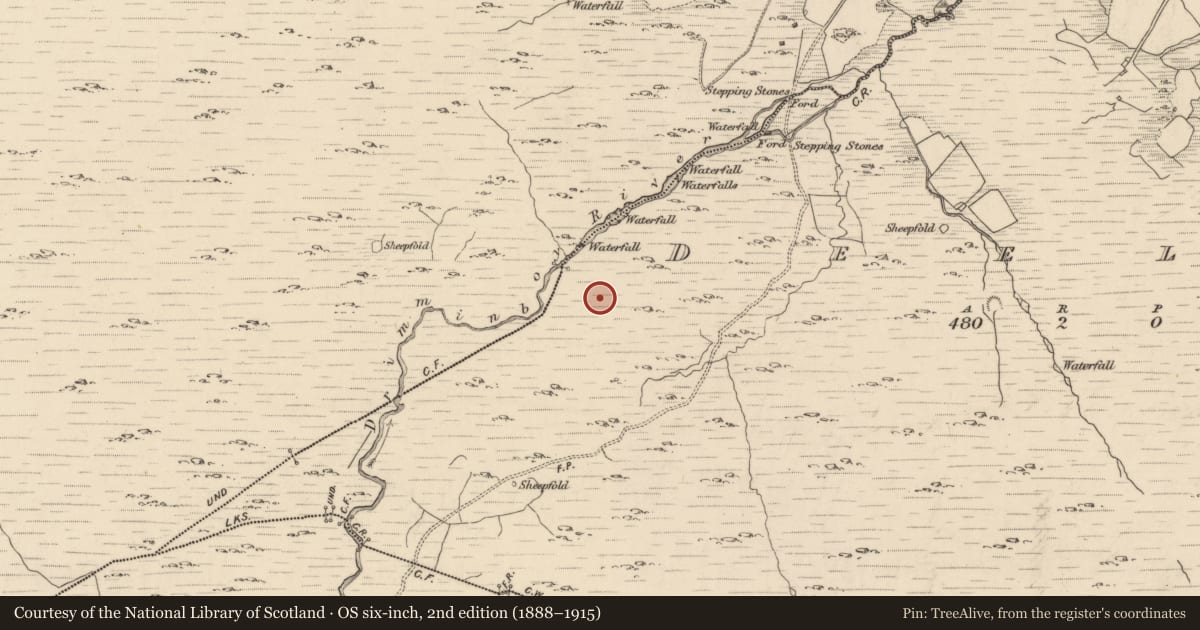 Ordnance Survey six-inch map, 2nd edition (1888–1915) covering the location of Hut site, Deelis, County Kerry, with a pin at the register's coordinates