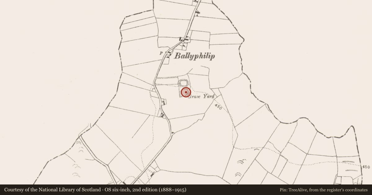 Ordnance Survey six-inch map, 2nd edition (1888–1915) covering the location of Church, Whiteswall, County Kilkenny, with a pin at the register's coordinates