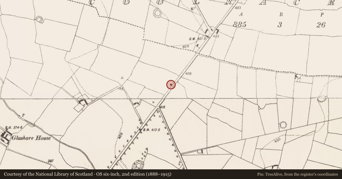 Ordnance Survey six-inch map, 2nd edition (1888–1915) covering the location of Enclosure, Glashare, County Kilkenny, with a pin at the register's coordinates