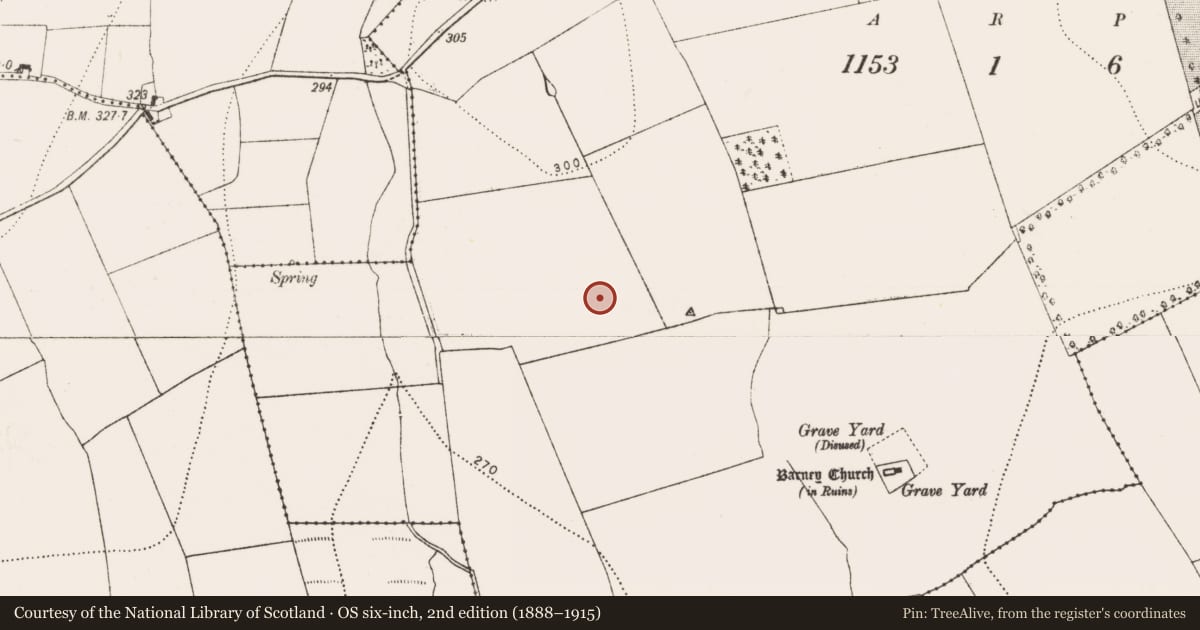 Ordnance Survey six-inch map, 2nd edition (1888–1915) covering the location of Enclosure, Ballyconra, County Kilkenny, with a pin at the register's coordinates