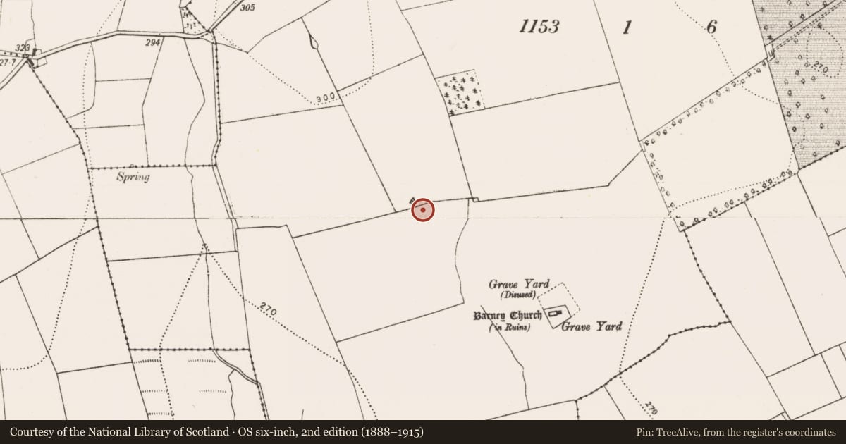 Ordnance Survey six-inch map, 2nd edition (1888–1915) covering the location of Enclosure, Ballyconra, County Kilkenny, with a pin at the register's coordinates