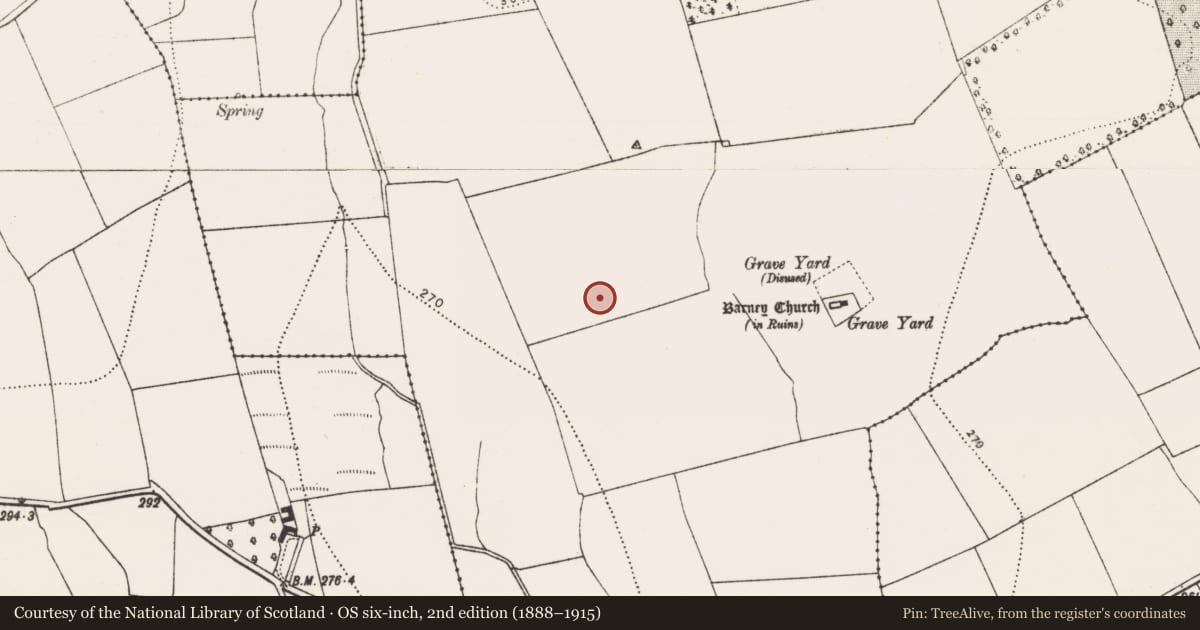 Ordnance Survey six-inch map, 2nd edition (1888–1915) covering the location of Enclosure, Ballyconra, County Kilkenny, with a pin at the register's coordinates