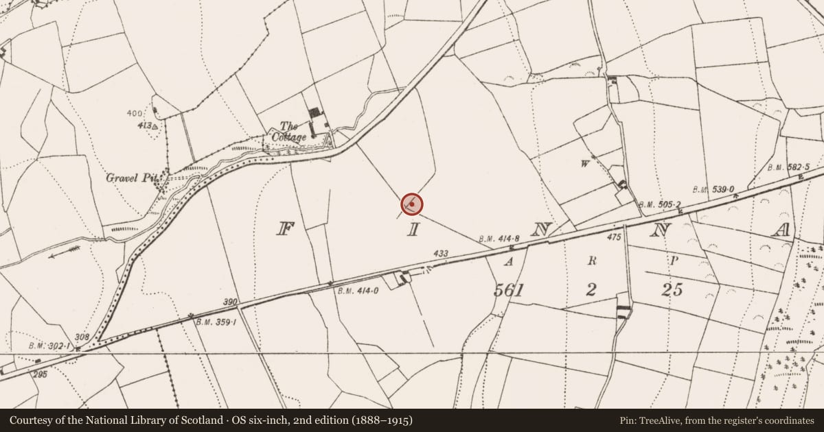 Ordnance Survey six-inch map, 2nd edition (1888–1915) covering the location of Church, Finnan, County Kilkenny, with a pin at the register's coordinates