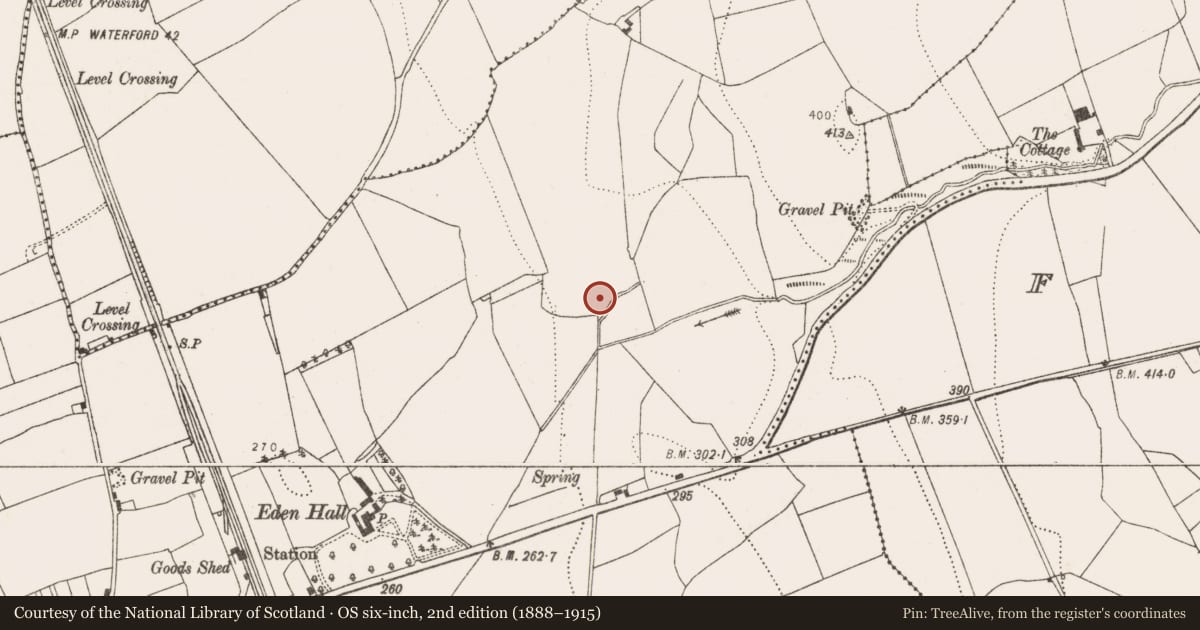 Ordnance Survey six-inch map, 2nd edition (1888–1915) covering the location of Enclosure, Ballyragget, County Kilkenny, with a pin at the register's coordinates