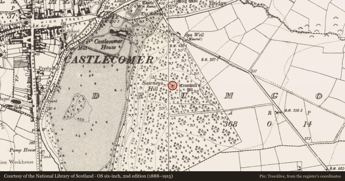 Ordnance Survey six-inch map, 2nd edition (1888–1915) covering the location of Mine, Drumgoole, County Kilkenny, with a pin at the register's coordinates