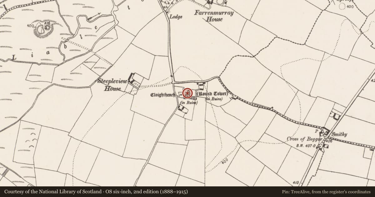Ordnance Survey six-inch map, 2nd edition (1888–1915) covering the location of Religious house - Augustinian canons, Grangefertagh, County Kilkenny, with a pin at the register's coordinates
