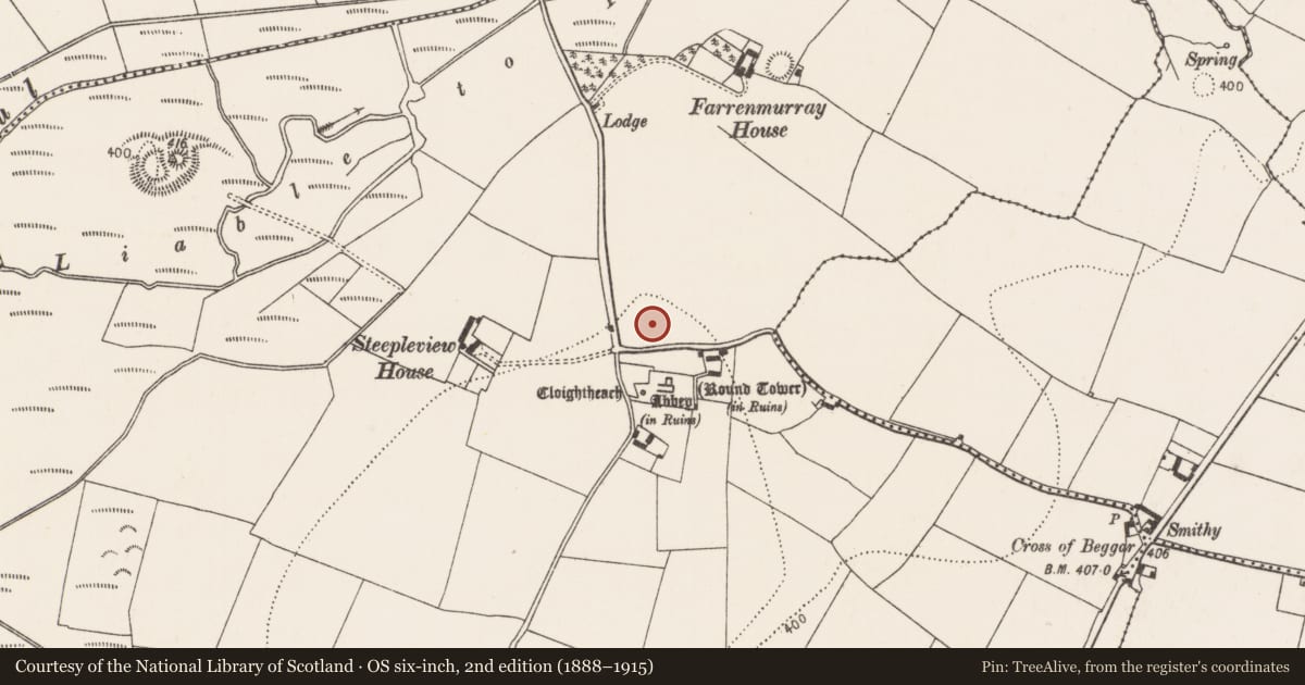 Ordnance Survey six-inch map, 2nd edition (1888–1915) covering the location of Settlement deserted - medieval, Grangefertagh, County Kilkenny, with a pin at the register's coordinates