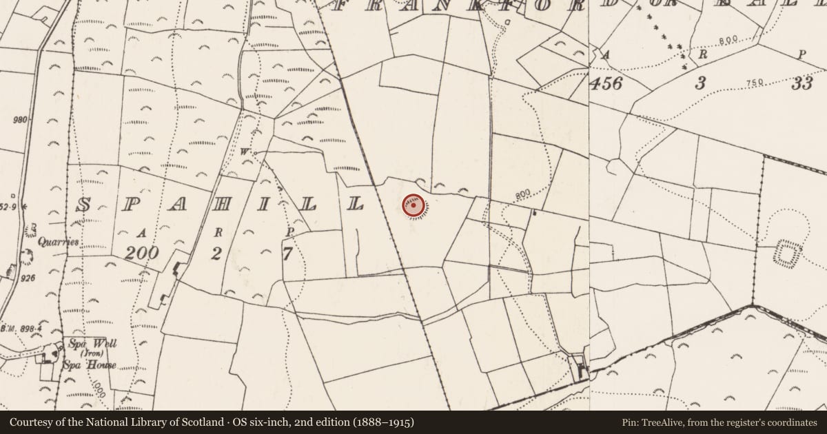 Ordnance Survey six-inch map, 2nd edition (1888–1915) covering the location of Ringfort - rath, Frankford Or Ballykieran, County Kilkenny, with a pin at the register's coordinates