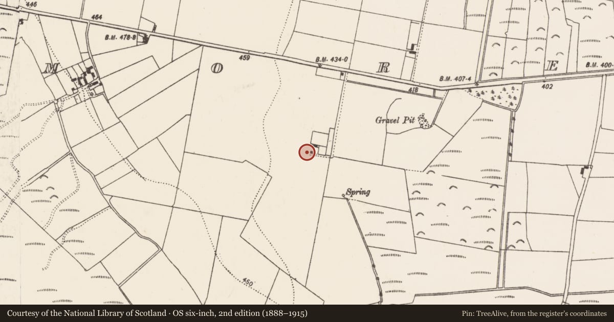 Ordnance Survey six-inch map, 2nd edition (1888–1915) covering the location of House - 17th century, Baunmore, County Kilkenny, with a pin at the register's coordinates