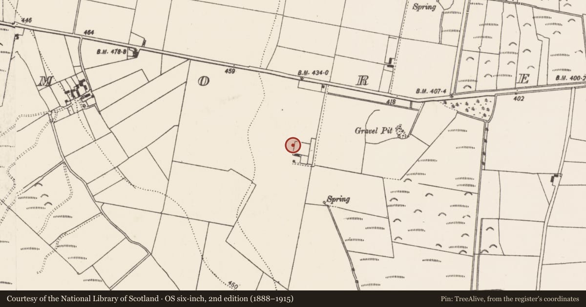 Ordnance Survey six-inch map, 2nd edition (1888–1915) covering the location of House - 16th/17th century, Baunmore, County Kilkenny, with a pin at the register's coordinates