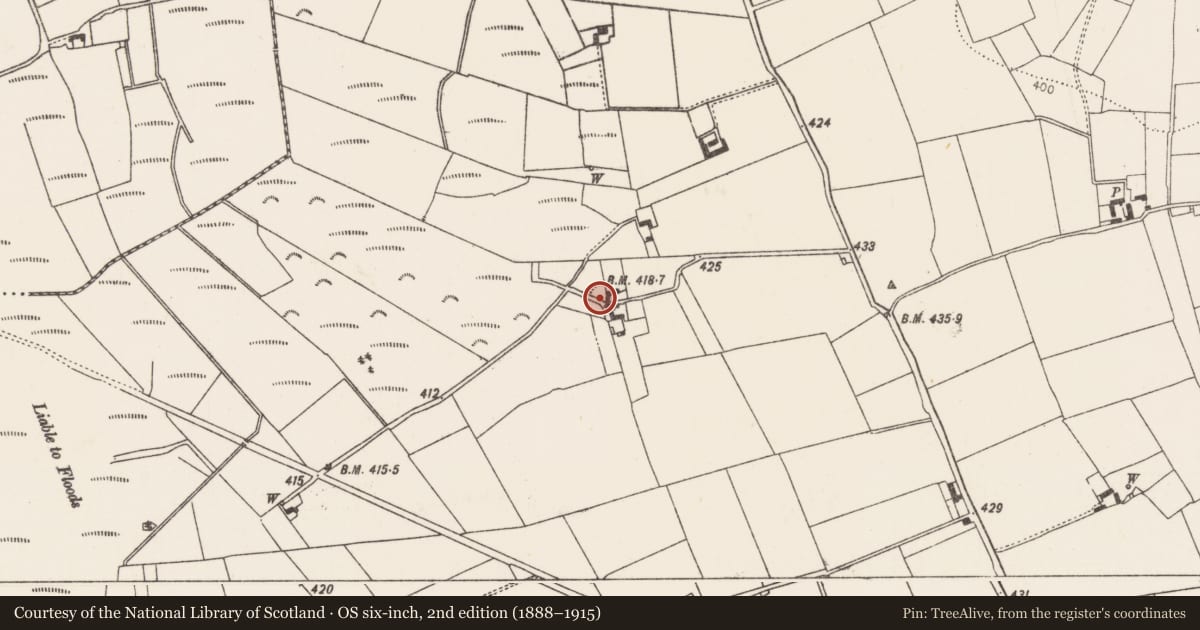 Ordnance Survey six-inch map, 2nd edition (1888–1915) covering the location of Enclosure, Islands, County Kilkenny, with a pin at the register's coordinates