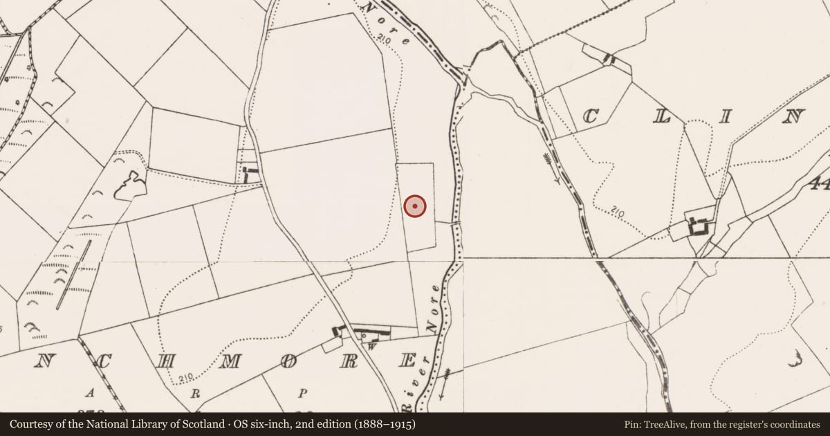 Ordnance Survey six-inch map, 2nd edition (1888–1915) covering the location of House - 17th century, Inchmore, County Kilkenny, with a pin at the register's coordinates