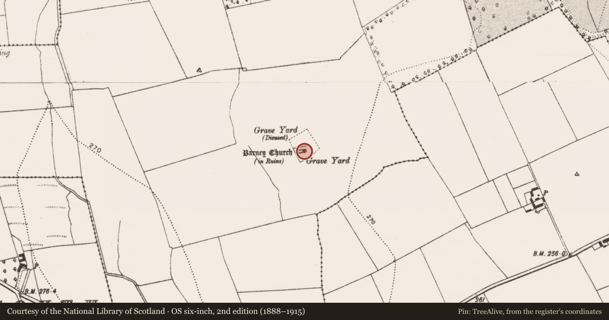 Ordnance Survey six-inch map, 2nd edition (1888–1915) covering the location of Graveslab, Ballyconra, County Kilkenny, with a pin at the register's coordinates