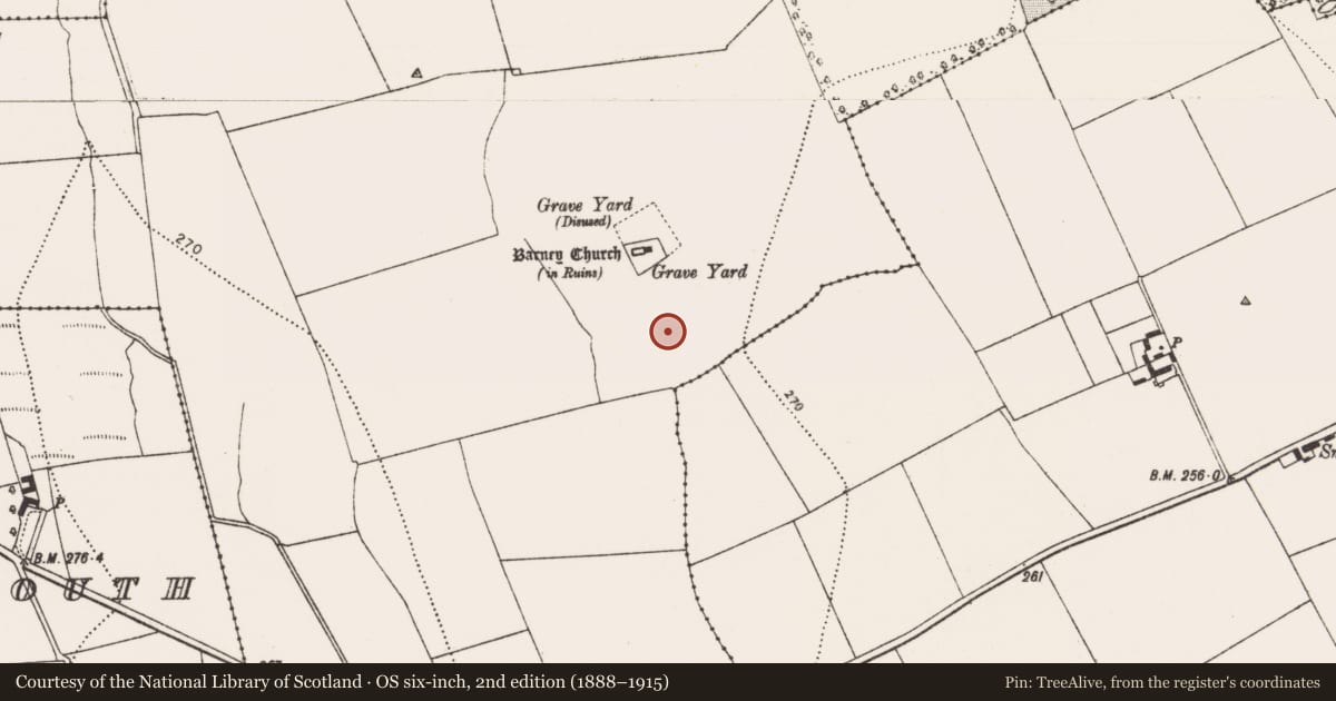Ordnance Survey six-inch map, 2nd edition (1888–1915) covering the location of Road - hollow-way, Ballyconra, County Kilkenny, with a pin at the register's coordinates