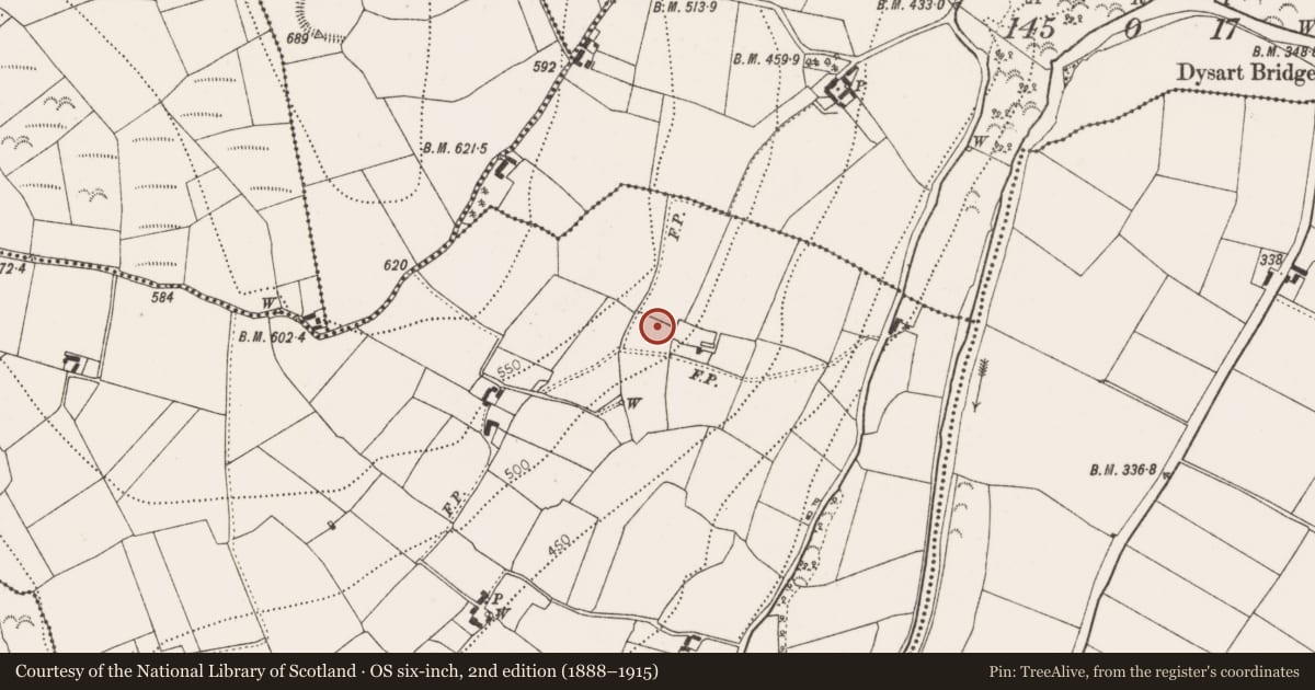 Ordnance Survey six-inch map, 2nd edition (1888–1915) covering the location of Moated site, Newtown, County Kilkenny, with a pin at the register's coordinates