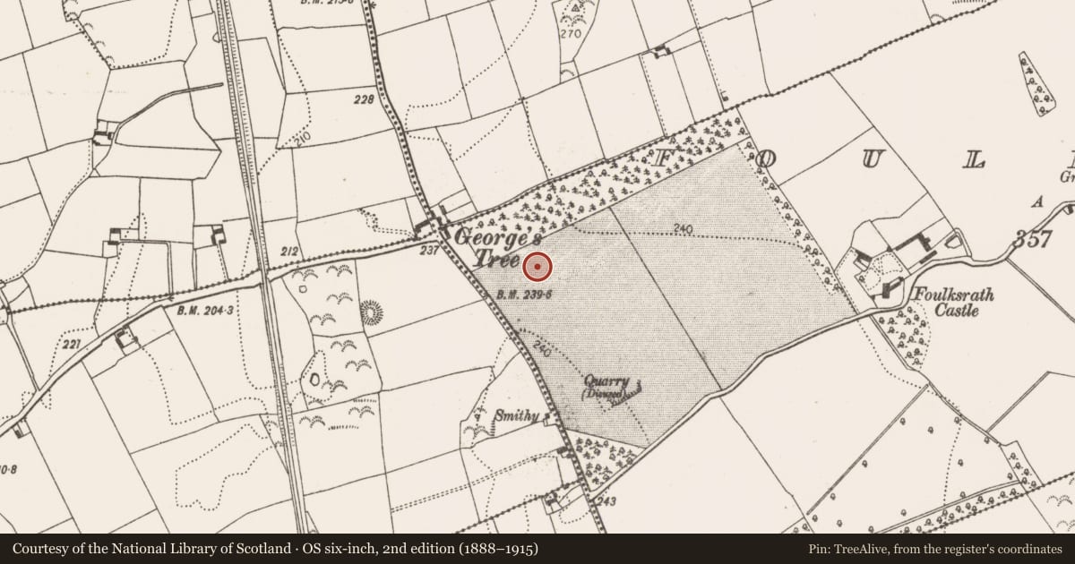 Ordnance Survey six-inch map, 2nd edition (1888–1915) covering the location of Enclosure, Foulksrath, County Kilkenny, with a pin at the register's coordinates