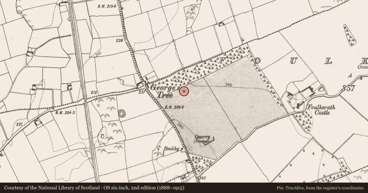 Ordnance Survey six-inch map, 2nd edition (1888–1915) covering the location of Barrow - pond barrow, Foulksrath, County Kilkenny, with a pin at the register's coordinates