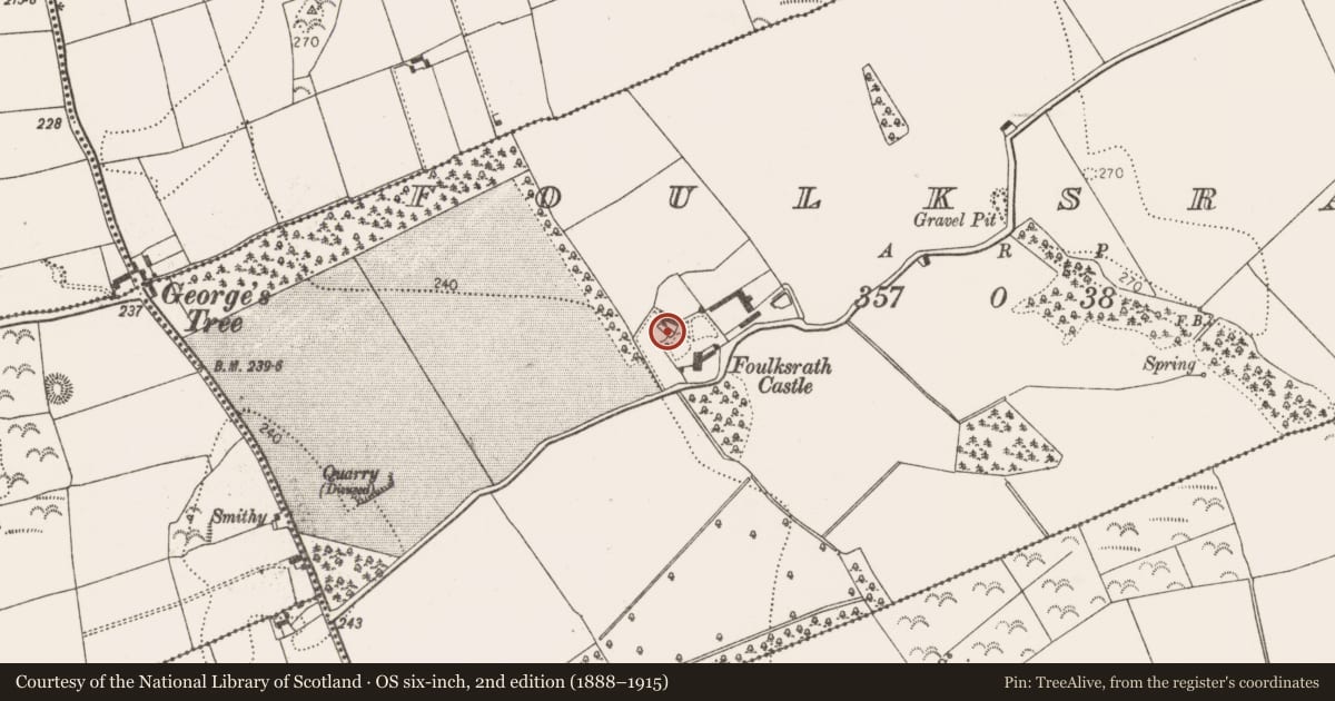 Ordnance Survey six-inch map, 2nd edition (1888–1915) covering the location of House - 17th century, Foulksrath, County Kilkenny, with a pin at the register's coordinates
