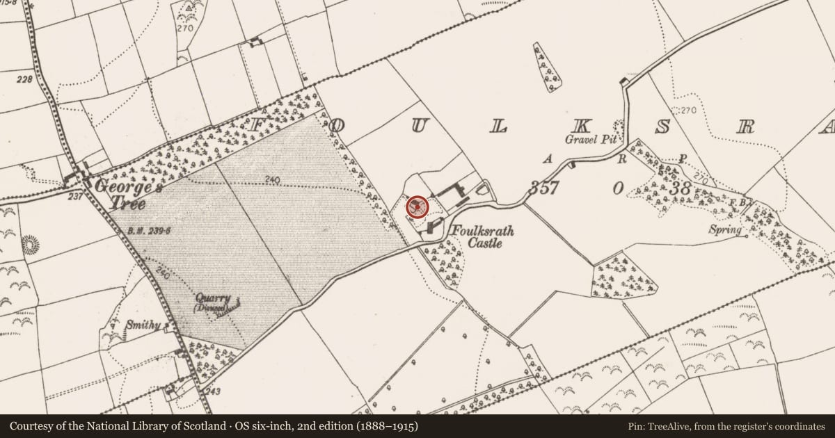 Ordnance Survey six-inch map, 2nd edition (1888–1915) covering the location of Structure, Foulksrath, County Kilkenny, with a pin at the register's coordinates