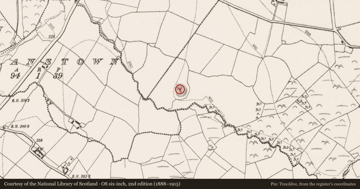 Ordnance Survey six-inch map, 2nd edition (1888–1915) covering the location of Ringfort - unclassified, Damerstown East, County Kilkenny, with a pin at the register's coordinates