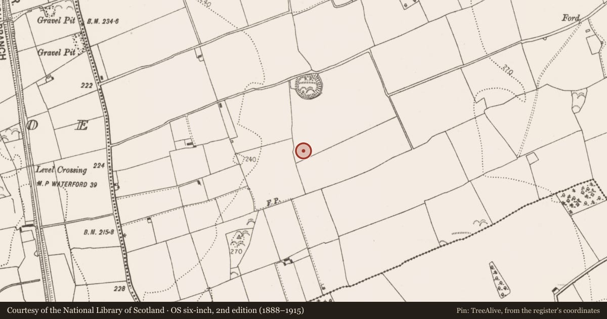 Ordnance Survey six-inch map, 2nd edition (1888–1915) covering the location of Enclosure, Connahy, County Kilkenny, with a pin at the register's coordinates