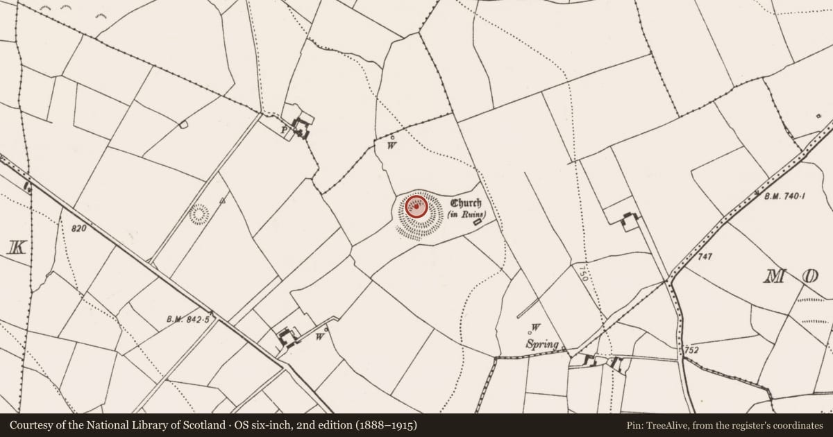 Ordnance Survey six-inch map, 2nd edition (1888–1915) covering the location of Building, Rathealy, County Kilkenny, with a pin at the register's coordinates