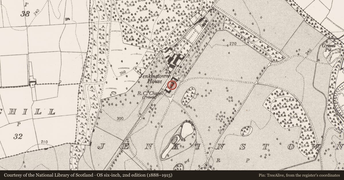 Ordnance Survey six-inch map, 2nd edition (1888–1915) covering the location of House - 18th/19th century, Jenkinstown, County Kilkenny, with a pin at the register's coordinates