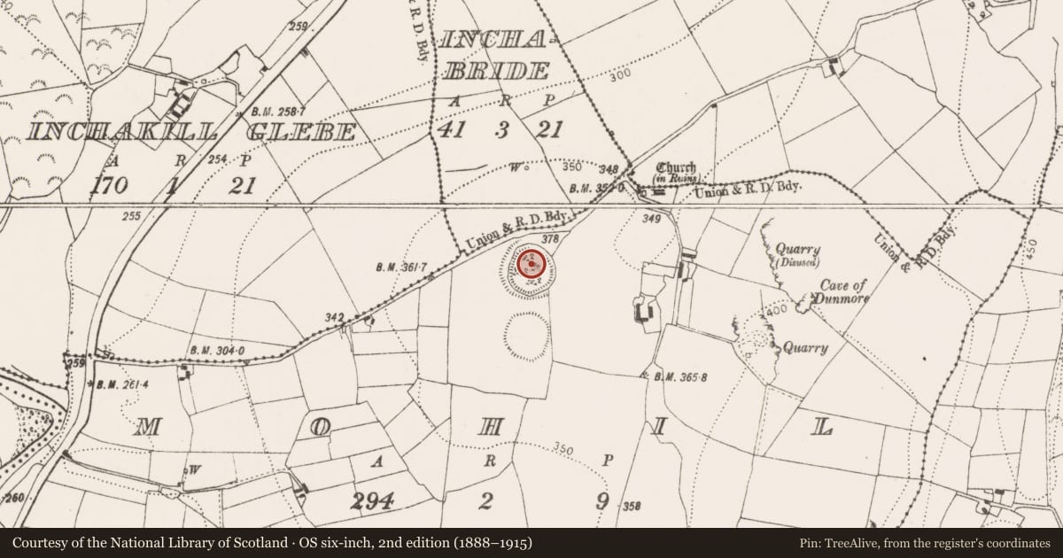 Ordnance Survey six-inch map, 2nd edition (1888–1915) covering the location of Church, Mohil, County Kilkenny, with a pin at the register's coordinates