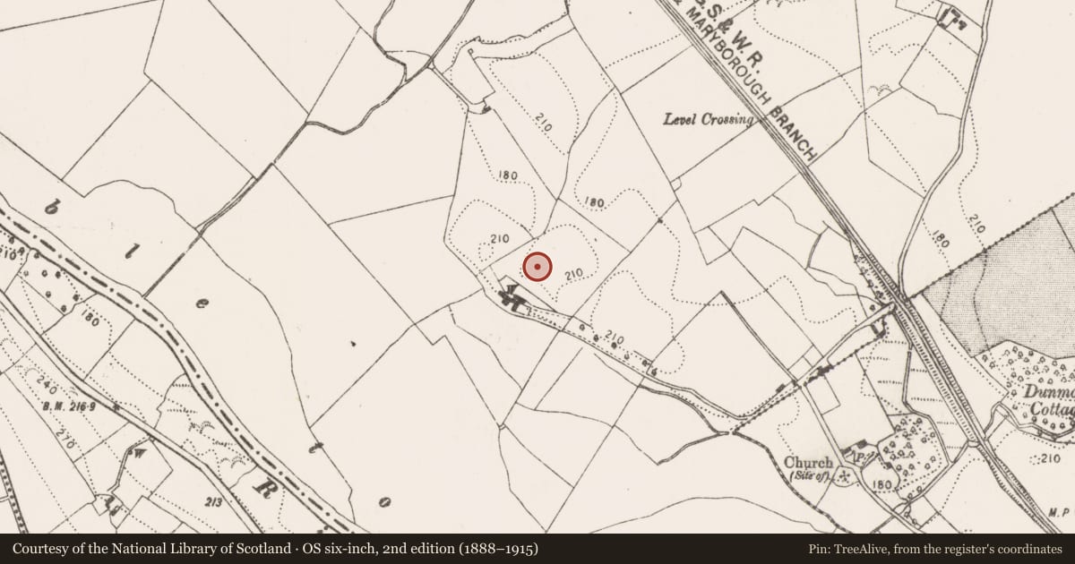 Ordnance Survey six-inch map, 2nd edition (1888–1915) covering the location of Enclosure, Dunmore West, County Kilkenny, with a pin at the register's coordinates