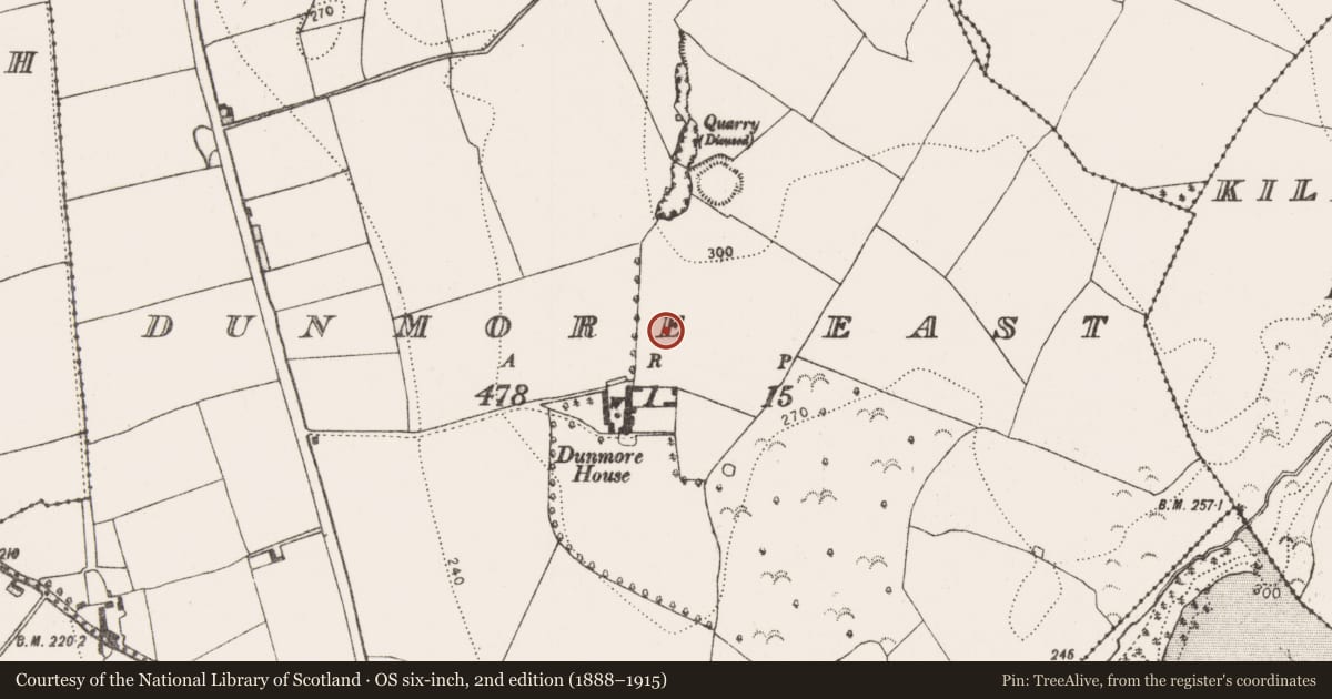 Ordnance Survey six-inch map, 2nd edition (1888–1915) covering the location of Enclosure, Dunmore East, County Kilkenny, with a pin at the register's coordinates