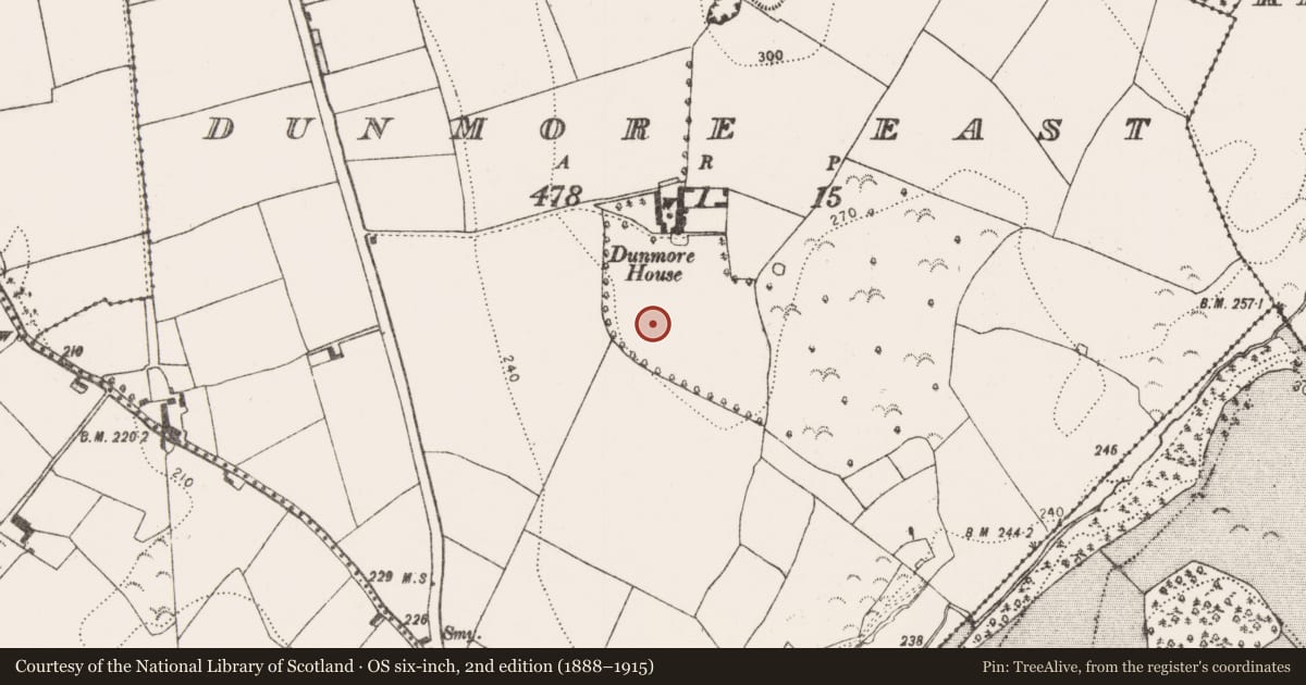 Ordnance Survey six-inch map, 2nd edition (1888–1915) covering the location of Enclosure, Dunmore East, County Kilkenny, with a pin at the register's coordinates