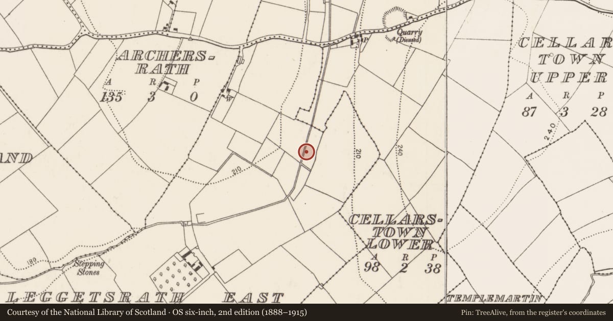 Ordnance Survey six-inch map, 2nd edition (1888–1915) covering the location of Fulacht fia, Leggetsrath East, County Kilkenny, with a pin at the register's coordinates