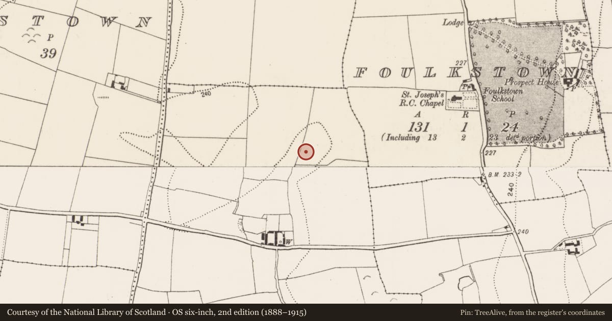 Ordnance Survey six-inch map, 2nd edition (1888–1915) covering the location of Enclosure, Ballynalina, County Kilkenny, with a pin at the register's coordinates
