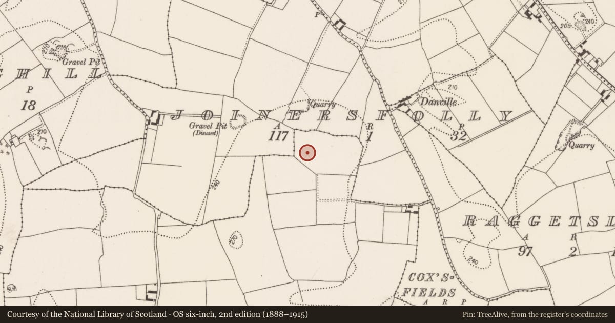 Ordnance Survey six-inch map, 2nd edition (1888–1915) covering the location of Enclosure, Outrath, County Kilkenny, with a pin at the register's coordinates