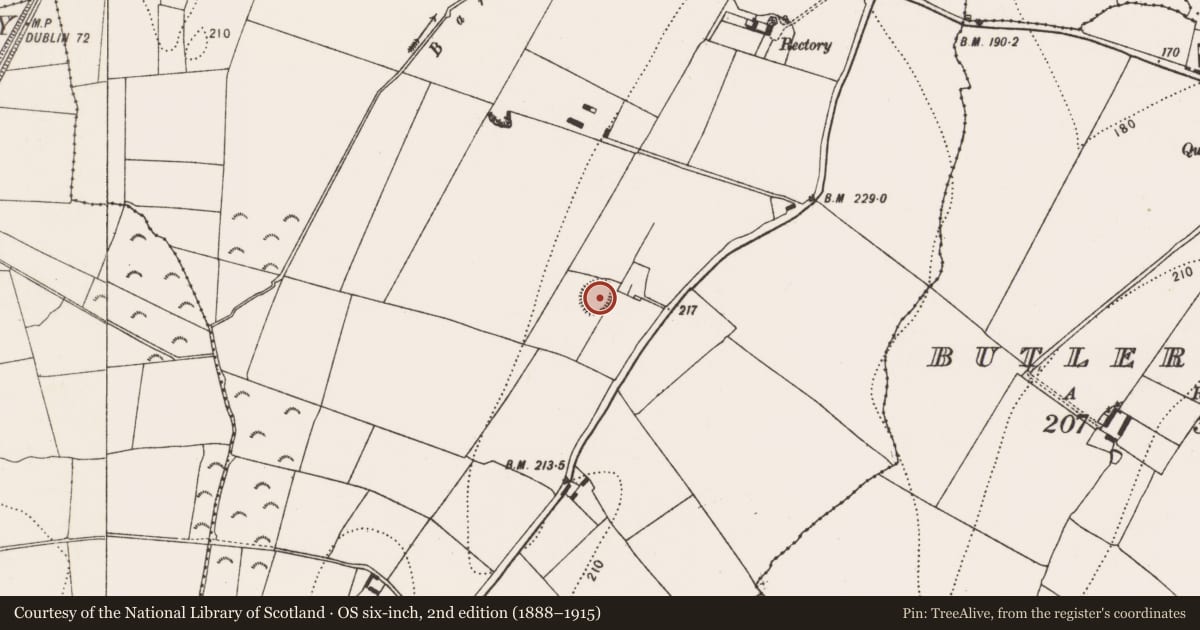 Ordnance Survey six-inch map, 2nd edition (1888–1915) covering the location of Enclosure, Garryduff, County Kilkenny, with a pin at the register's coordinates