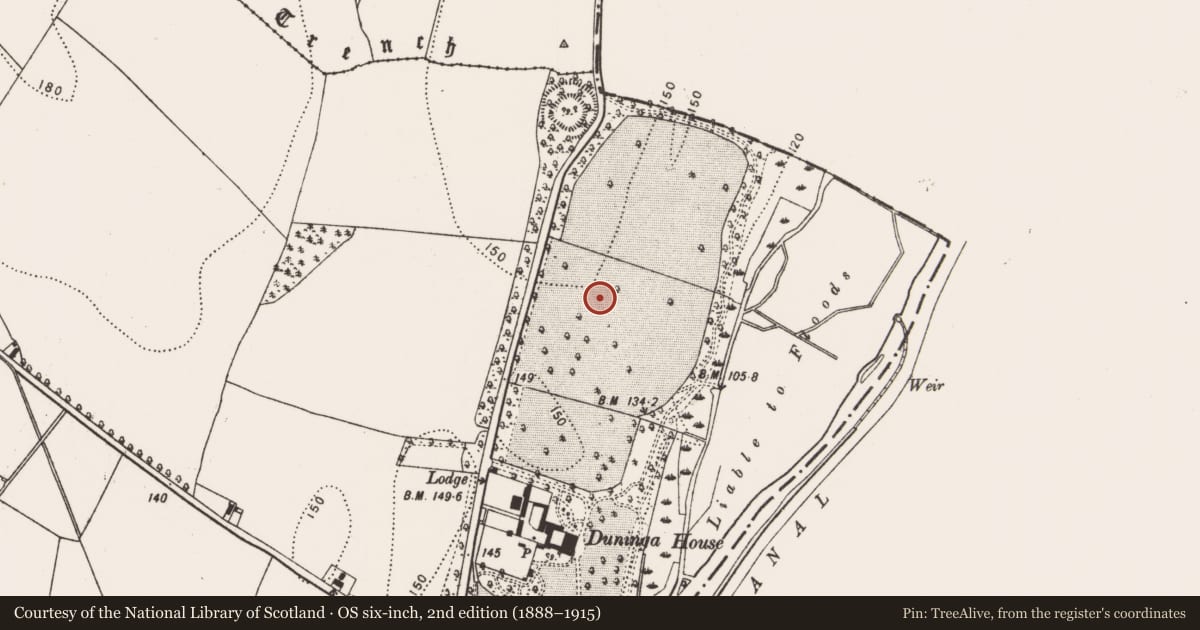 Ordnance Survey six-inch map, 2nd edition (1888–1915) covering the location of Enclosure, Duninga, County Kilkenny, with a pin at the register's coordinates