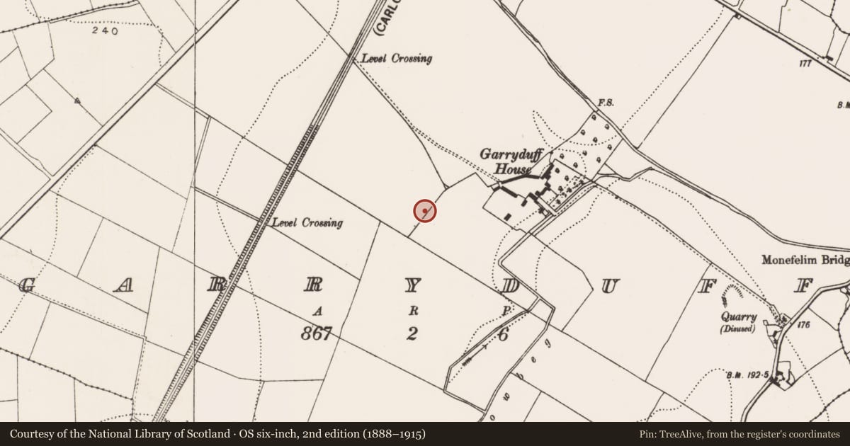 Ordnance Survey six-inch map, 2nd edition (1888–1915) covering the location of Barrow - unclassified, Garryduff, County Kilkenny, with a pin at the register's coordinates