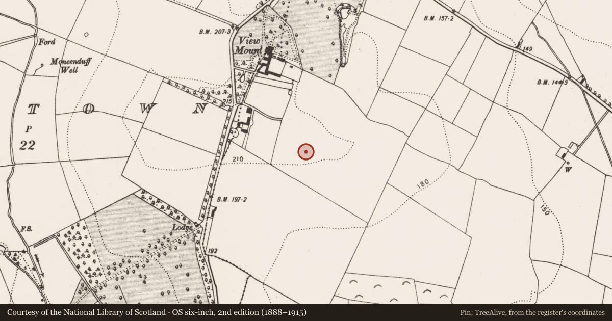 Ordnance Survey six-inch map, 2nd edition (1888–1915) covering the location of Enclosure, Duninga, County Kilkenny, with a pin at the register's coordinates