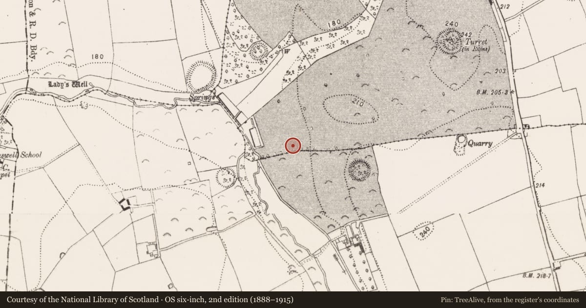 Ordnance Survey six-inch map, 2nd edition (1888–1915) covering the location of Structure, Danesfort, County Kilkenny, with a pin at the register's coordinates