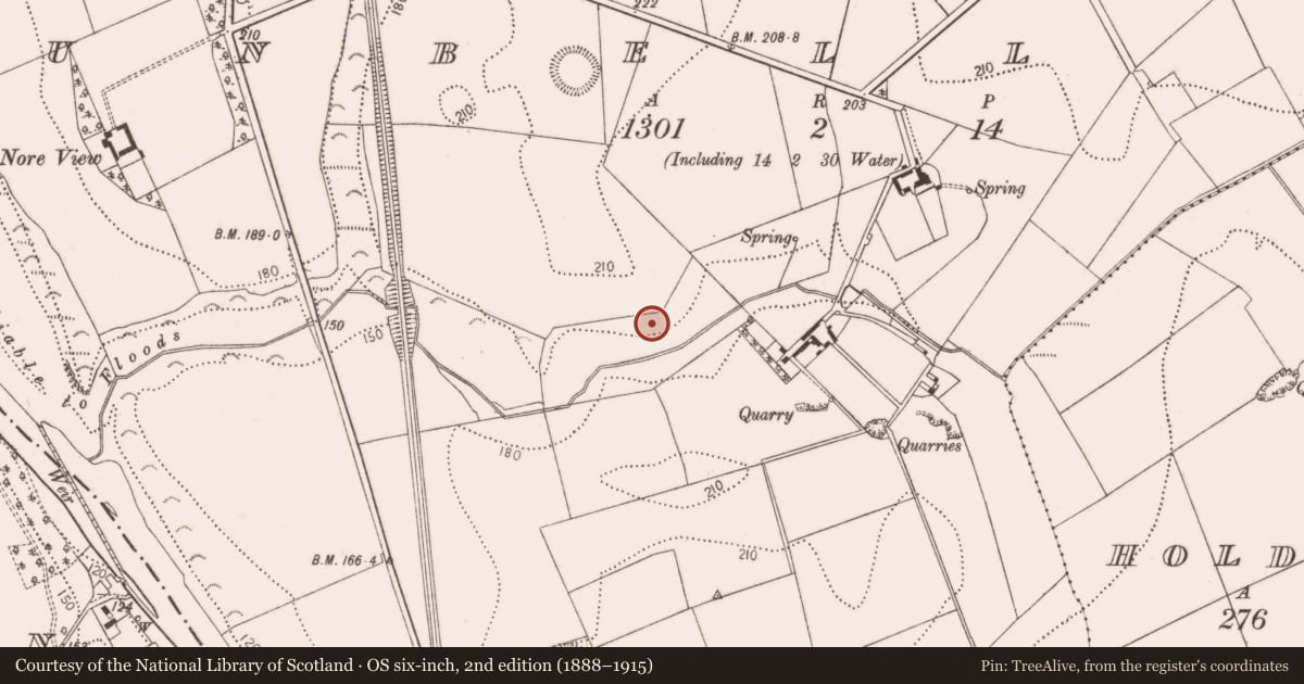 Ordnance Survey six-inch map, 2nd edition (1888–1915) covering the location of Deer park, Dunbell Big, County Kilkenny, with a pin at the register's coordinates