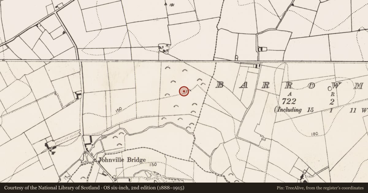 Ordnance Survey six-inch map, 2nd edition (1888–1915) covering the location of Barrow - unclassified, Grange Lower, County Kilkenny, with a pin at the register's coordinates