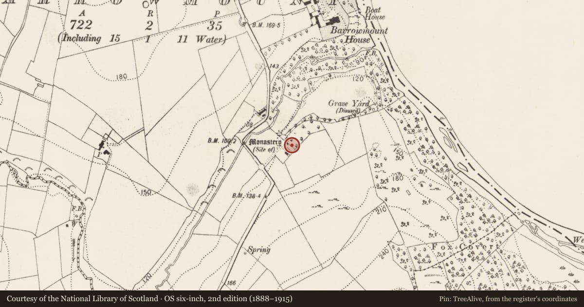 Ordnance Survey six-inch map, 2nd edition (1888–1915) covering the location of House - indeterminate date, Barrowmount, County Kilkenny, with a pin at the register's coordinates
