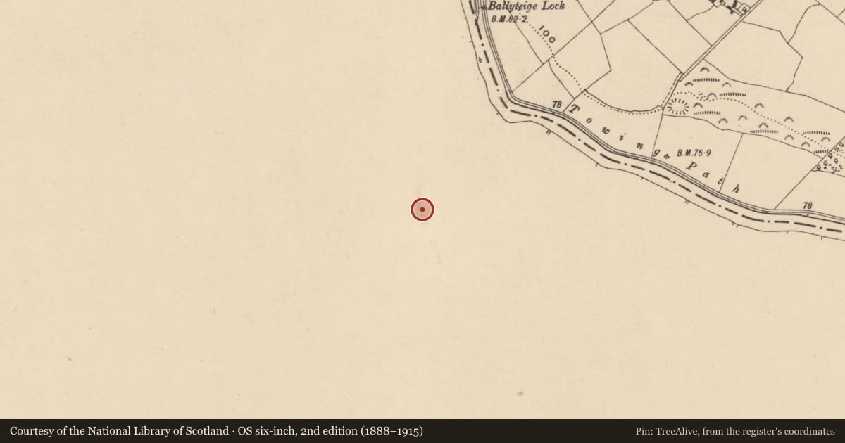 Ordnance Survey six-inch map, 2nd edition (1888–1915) covering the location of Ritual site - holy well, Pollagh, County Kilkenny, with a pin at the register's coordinates