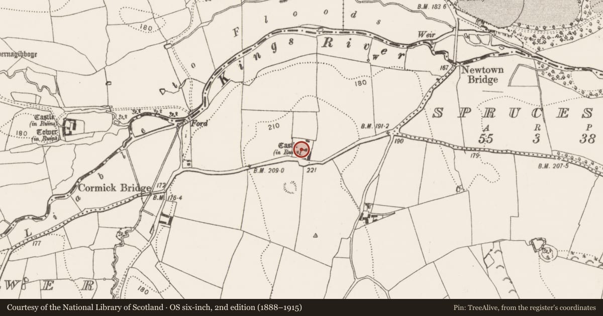 Ordnance Survey six-inch map, 2nd edition (1888–1915) covering the location of House - 16th/17th century, Rathculbin, County Kilkenny, with a pin at the register's coordinates